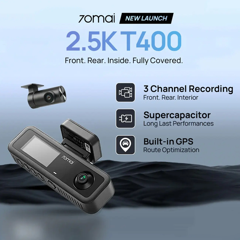 دوربین خودروی شیائومی 70mai Dash Cam T400 + Rear Cam